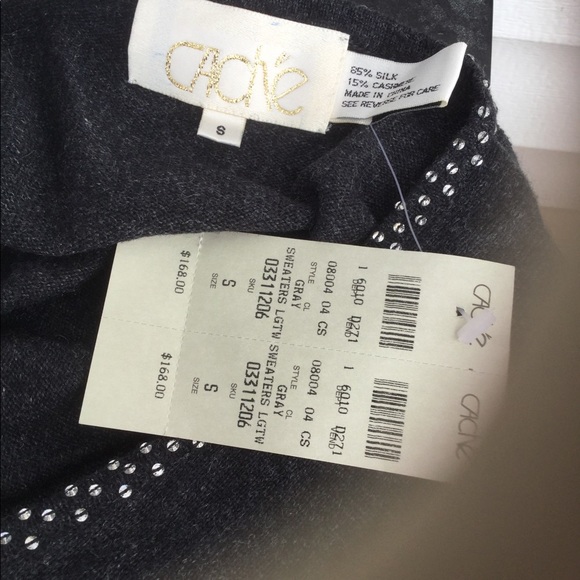 NWT Cache size small silk/cashmere rhinestone gray - Picture 2 of 7